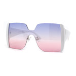 Womens Colorful Oceanic Gradient Rimless Large Shield Sunglasses