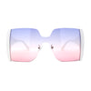 Womens Colorful Oceanic Gradient Rimless Large Shield Sunglasses