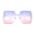 Womens Colorful Oceanic Gradient Rimless Large Shield Sunglasses