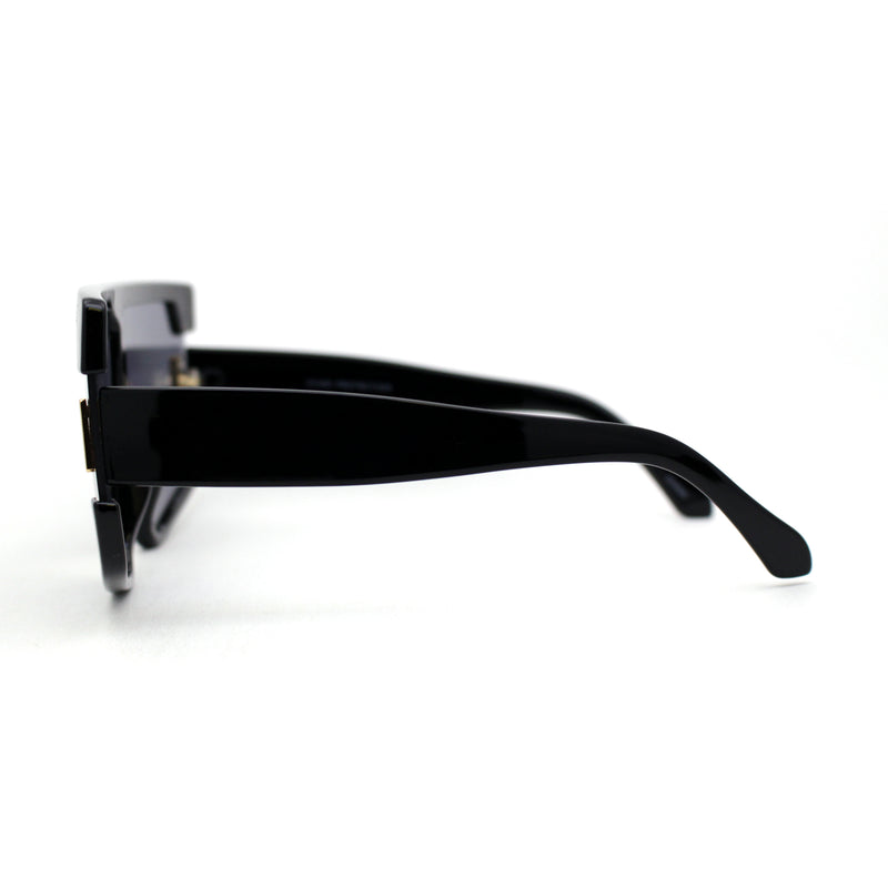 Womens 80s Funky Oversize Flat Top Plastic Shield Sunglasses