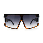 Womens 80s Funky Oversize Flat Top Plastic Shield Sunglasses