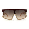 Womens 80s Funky Oversize Flat Top Plastic Shield Sunglasses