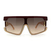 Womens 80s Funky Oversize Flat Top Plastic Shield Sunglasses