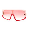 Womens 80s Funky Oversize Flat Top Plastic Shield Sunglasses