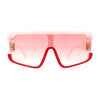 Womens 80s Funky Oversize Flat Top Plastic Shield Sunglasses