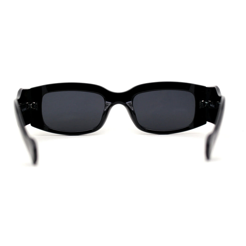 Womens 90s Retro Mod Rectangle Thick Arm Plastic Sunglasses