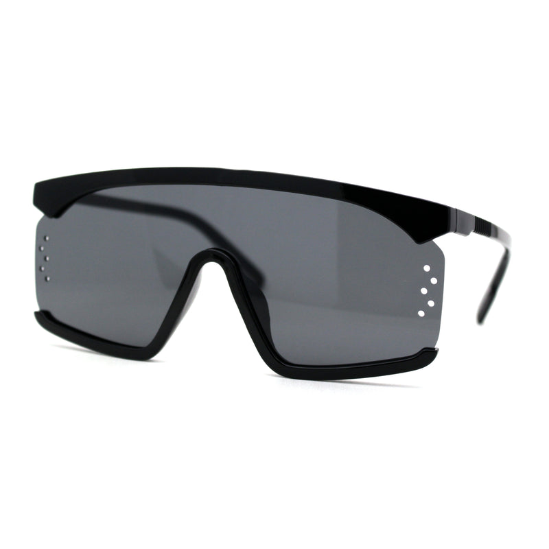 Flat Top Side Vent Mono Block Lens Shield 80s Sport Sunglasses