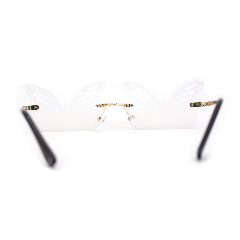 Die Cut Butterfly Lens Rimless Funky Hippie Sunglasses