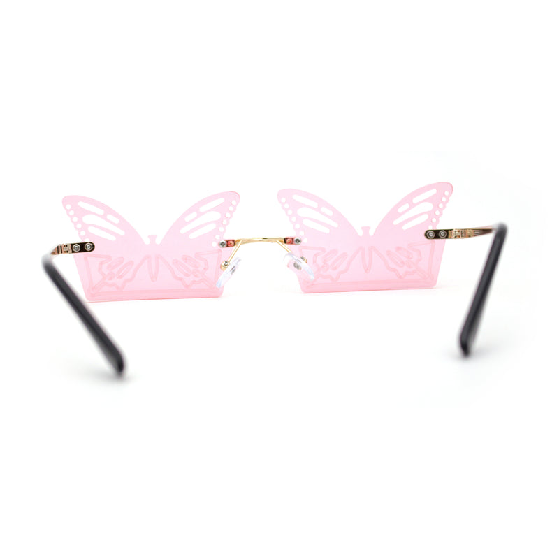 Die Cut Butterfly Lens Rimless Funky Hippie Sunglasses