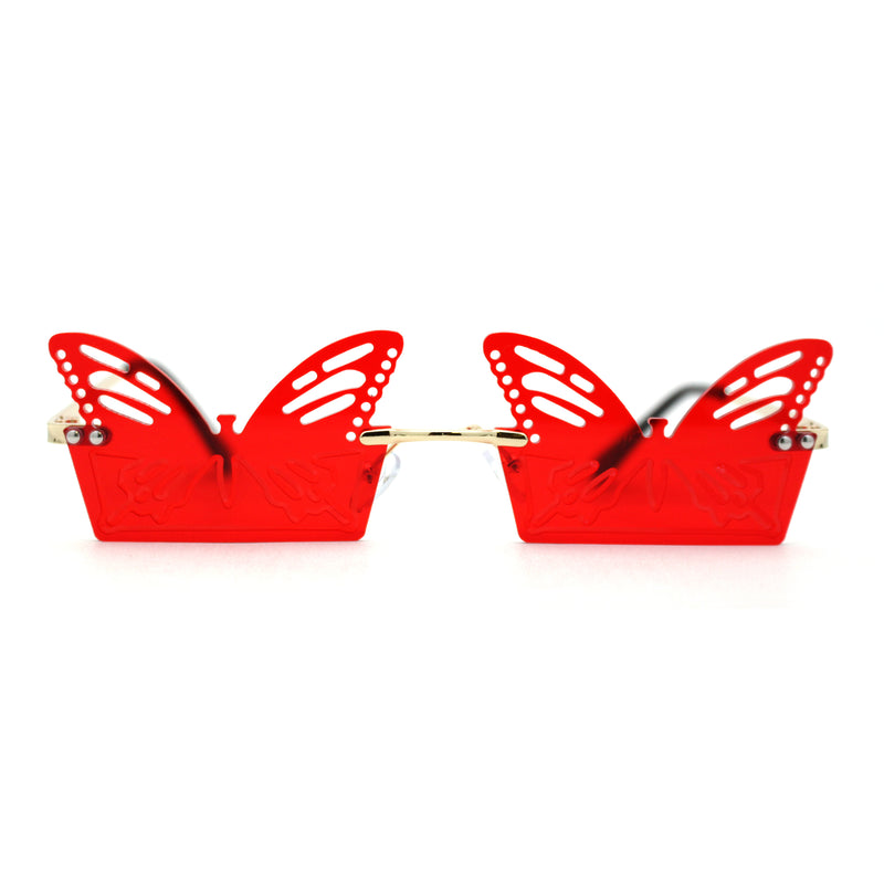 Die Cut Butterfly Lens Rimless Funky Hippie Sunglasses