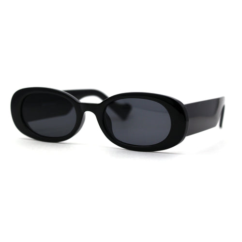 Narrow Oval Clout Style Mod Plastic Womens Sunglasses