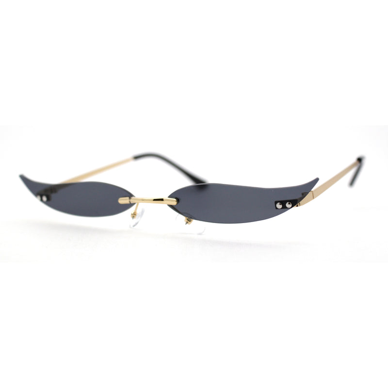 Mico Cut Out Narrow Blade Cat Eye Rimless Color Sunglasses