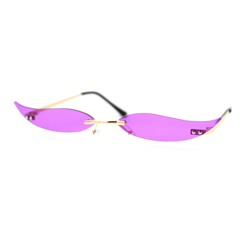 Mico Cut Out Narrow Blade Cat Eye Rimless Color Sunglasses