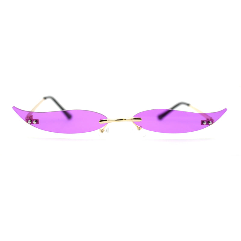 Mico Cut Out Narrow Blade Cat Eye Rimless Color Sunglasses