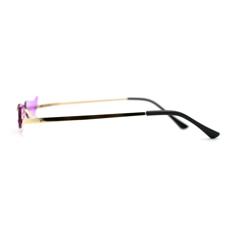 Mico Cut Out Narrow Blade Cat Eye Rimless Color Sunglasses