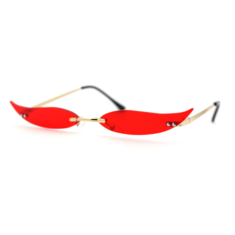 Mico Cut Out Narrow Blade Cat Eye Rimless Color Sunglasses