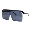 Oversized Flat Top Half Rim Mono Shield Minimalist Sunglasses