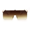 Oversized Flat Top Half Rim Mono Shield Minimalist Sunglasses