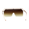 Oversized Flat Top Half Rim Mono Shield Minimalist Sunglasses