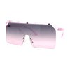 Oversized Flat Top Half Rim Mono Shield Minimalist Sunglasses