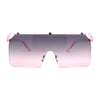 Oversized Flat Top Half Rim Mono Shield Minimalist Sunglasses