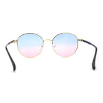 Retro Pop Color Indi Dapper Metal Rim Round Sunglasses