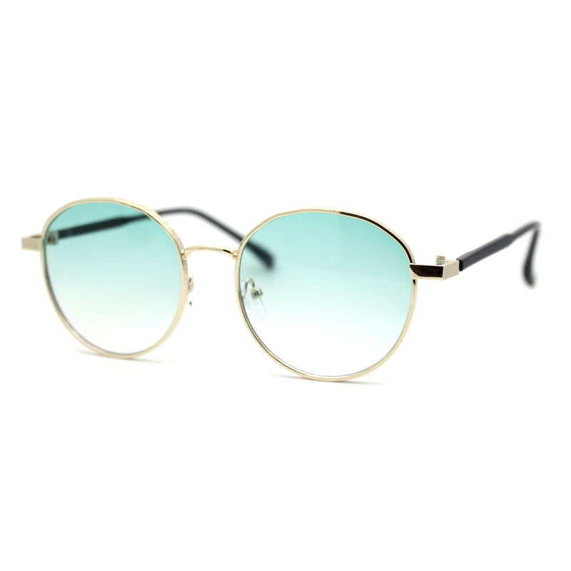 Retro Pop Color Indi Dapper Metal Rim Round Sunglasses