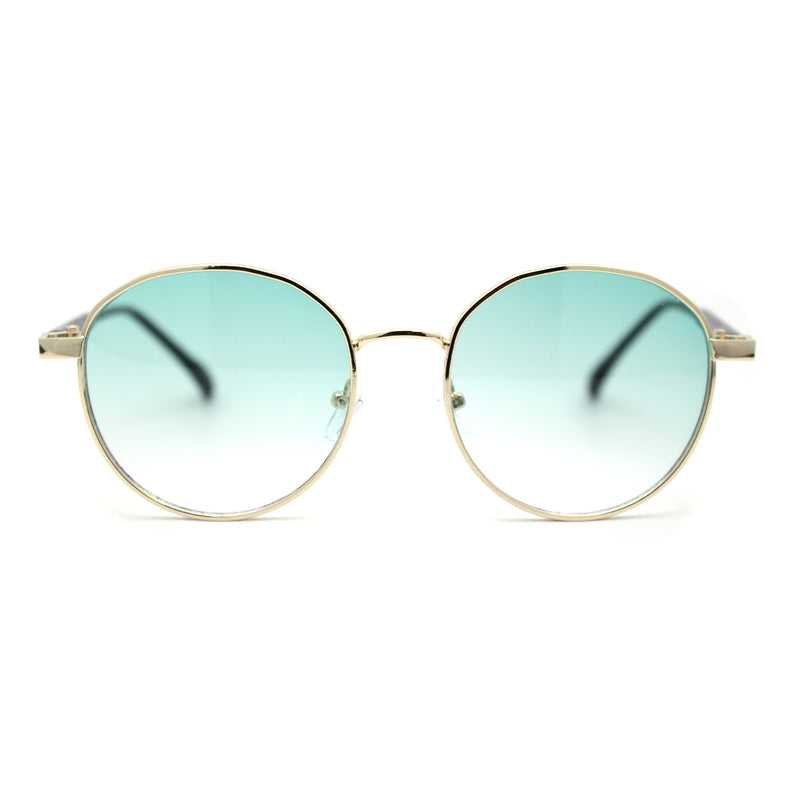 Retro Pop Color Indi Dapper Metal Rim Round Sunglasses