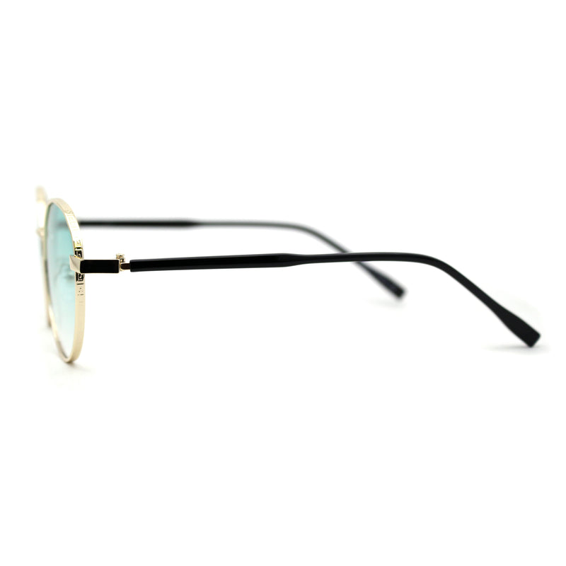 Retro Pop Color Indi Dapper Metal Rim Round Sunglasses