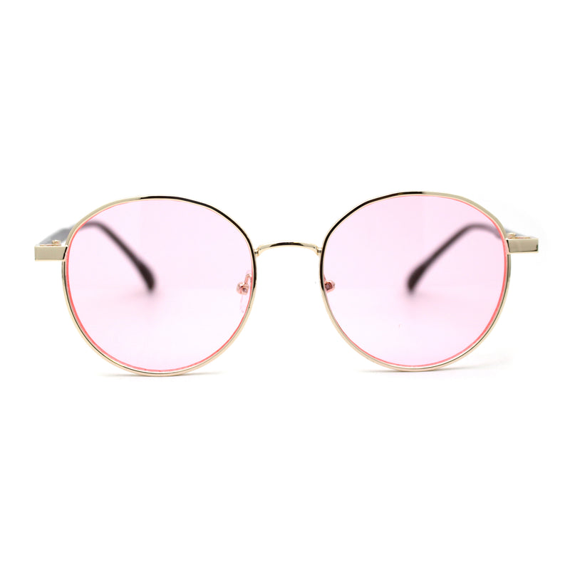 Retro Pop Color Indi Dapper Metal Rim Round Sunglasses