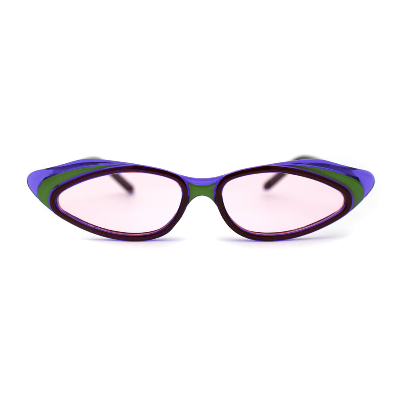 Womens Retro Low Point Cat Eye Layered Plastic Frame Sunglasses