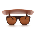 Womens Large Flip Up Visor Flat Top Horn Rim Plastic Sunglasses