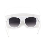 Womens Large Flip Up Visor Flat Top Horn Rim Plastic Sunglasses