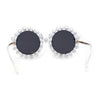 Womens Large Rhinestone Embedded Plastic Round Circle Lens Sunglasses