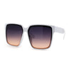 Large Rectangular Horned Boyfriend Style Inset Lens Sunglasses