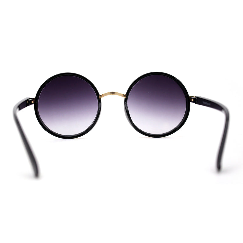 Double Rim Glitter Arm Wizard Circle Lens Round Sunglasses