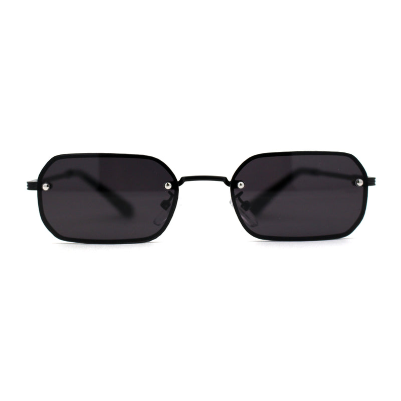 Luxe Rimless Narror Rectangle Pimp Rapper Sunglasses