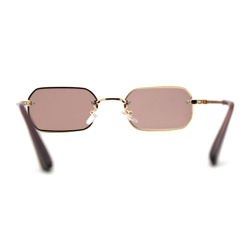 Luxe Rimless Narror Rectangle Pimp Rapper Sunglasses