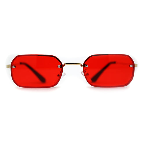 Luxe Rimless Narror Rectangle Pimp Rapper Sunglasses