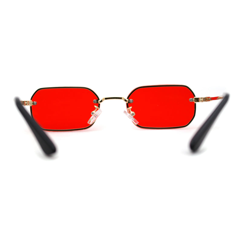 Luxe Rimless Narror Rectangle Pimp Rapper Sunglasses