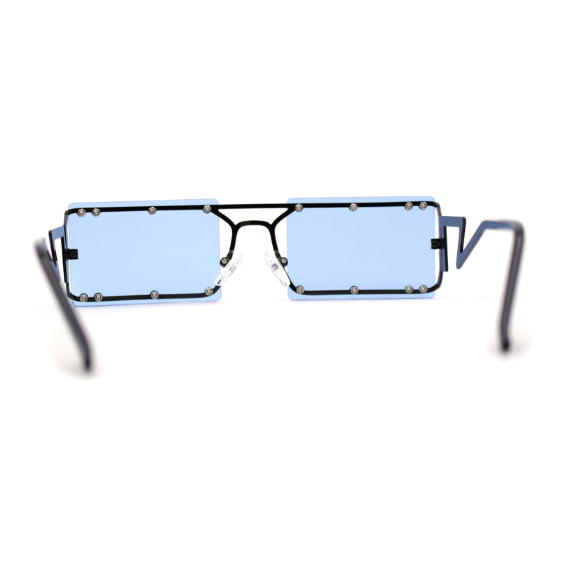 Funky Rimless Lightening Bolt Arm Metal Rectangle Sunglasses