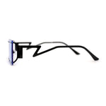 Funky Rimless Lightening Bolt Arm Metal Rectangle Sunglasses