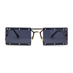 Funky Rimless Lightening Bolt Arm Metal Rectangle Sunglasses