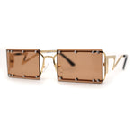 Funky Rimless Lightening Bolt Arm Metal Rectangle Sunglasses