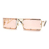 Funky Rimless Lightening Bolt Arm Metal Rectangle Sunglasses