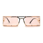 Funky Rimless Lightening Bolt Arm Metal Rectangle Sunglasses