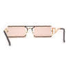 Funky Rimless Lightening Bolt Arm Metal Rectangle Sunglasses