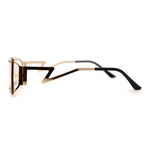 Funky Rimless Lightening Bolt Arm Metal Rectangle Sunglasses