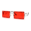 Funky Rimless Lightening Bolt Arm Metal Rectangle Sunglasses