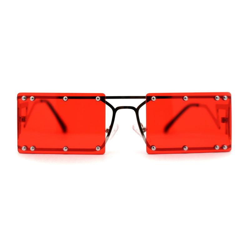 Funky Rimless Lightening Bolt Arm Metal Rectangle Sunglasses